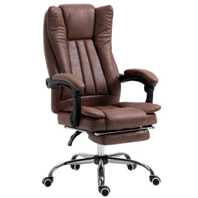 Product photograph of Vinsetto Home Office Chair Microfibre Desk Chair With Reclining Function Armrests Swivel Wheels Footrest Brown from QD stores