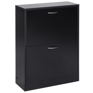 Product photograph of Homcom Shoe Cabinet Storage Cupboard 2-tier Wood Tipping Bucket Modern Hall Organizer With Drawer Adjustable Shelf Large-capacity Black from QD stores