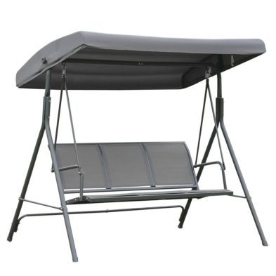 Product photograph of Outsunny 3 Seater Swing Chair Garden Swing Bench Outdoor Hammock With Adjustable Canopy Steel Frame Grey from QD stores
