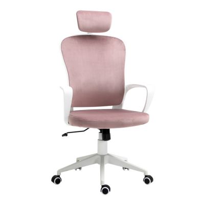 Product photograph of Vinsetto High-back Rocking Chair With Adjustable Headrest Pink White from QD stores
