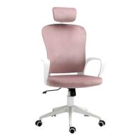 See more information about the Vinsetto High-Back Rocking Chair With Adjustable Headrest Pink/White