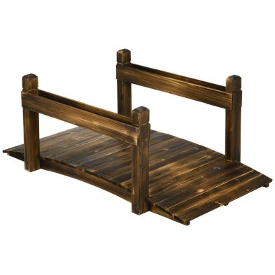 Product photograph of Outsunny 5ft Wooden Garden Bridge With Planters On Safety Railings from QD stores