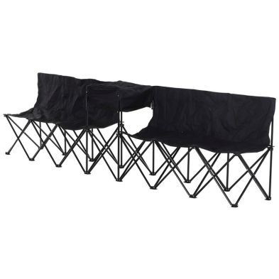 Product photograph of Outsunny 6-seater Folding Steel Camping Bench With Cooler Bag Black from QD stores