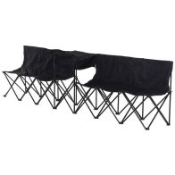 See more information about the Outsunny 6-Seater Folding Steel Camping Bench With Cooler Bag Black