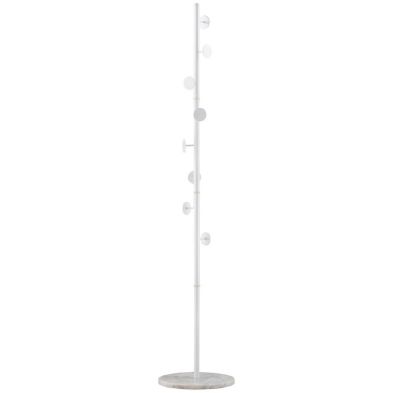 Product photograph of Homcom Slimline Metal Coat Stand With Round Hooks - White from QD stores