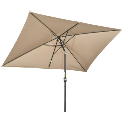 Product photograph of Outsunny 3x2m Patio Parasol Garden Umbrellas Canopy With Aluminum Tilt Crank Rectangular Sun Shade Steel from QD stores