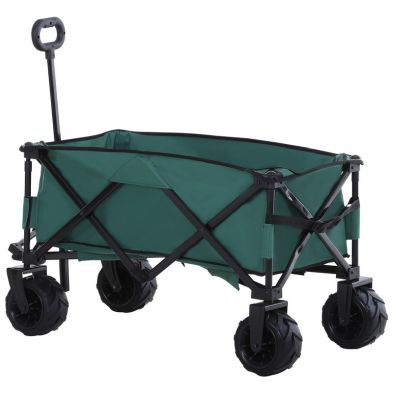 Product photograph of Outsunny Folding Metal Frame Garden Trolley - Green from QD stores