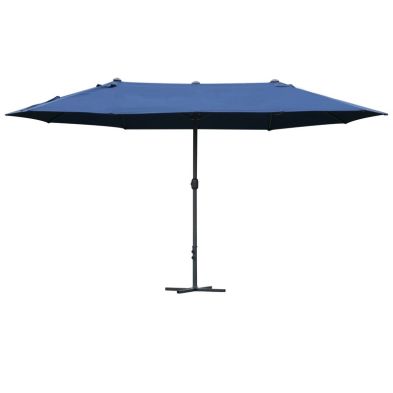 Product photograph of Outsunny 4 6m Sun Umbrella Canopy Double-sided Crank Sun Shade With Cross Base Dark Blue from QD stores