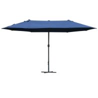 See more information about the Outsunny 4.6M Sun Umbrella Canopy Double-Sided Crank Sun Shade With Cross Base Dark Blue