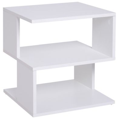 Product photograph of Homcom Modern Square 2 Tier Wood Coffee Side Table Storage Shelf Rack Living Room White from QD stores