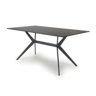 Industrial Dining Table Metal Ceramic Black 160cm
