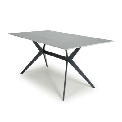 Industrial Dining Table Metal Ceramic Grey 160cm