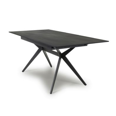 Industrial Dining Table Metal Ceramic Black Extendable 140 180cm