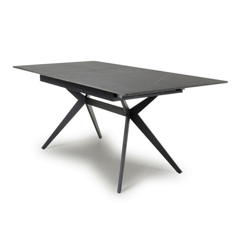 Industrial Dining Table Metal & Ceramic Grey - Extendable 140-180cm 