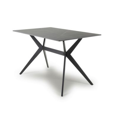 Industrial Dining Table Metal Ceramic Grey 120cm