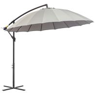 See more information about the Outsunny 3(M) Cantilever Umbrella 18 Ribs & Vents Adjustable Angle For Patio Light Grey