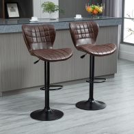 See more information about the Homcom Bar Stools Set Of 2 Adjustable Height Swivel Bar Chairs With Footrest Brown