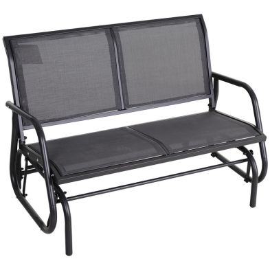 Outsunny 2 Person Outdoor Glider Bench Patio 2 Seater Swing Gliding Chair Loveseat Wpower Coated Steel Frame For Backyard Garden Porch