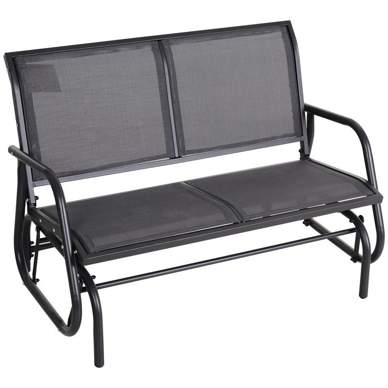 Outsunny 2-Person Outdoor Glider Bench Patio 2 Seater Swing Gliding Chair Loveseat W/Power Coated Steel Frame For Backyard Garden Porch