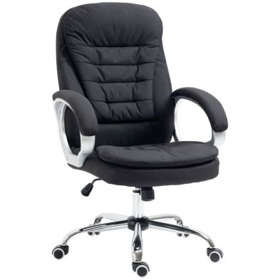 Product photograph of Vinsetto Ergonomic Office Chair Task Chair For Home With Arm Swivel Wheels Linen Fabric Black from QD stores