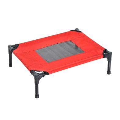 Pawhut Elevated Pet Bed Portable Camping Raised Dog Bed With Metal Frame Black Red Small