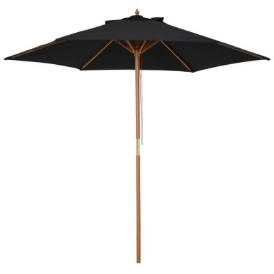 Outsunny 25m Wood Garden Parasol Sun Shade Patio Outdoor Wooden Umbrella Canopy Teak