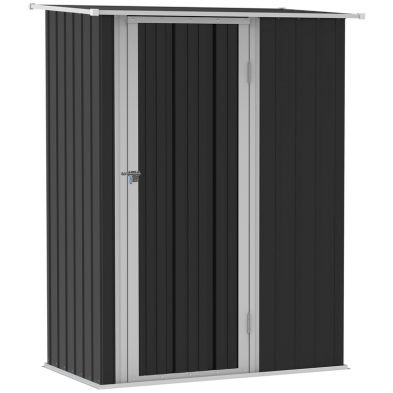 Product photograph of Galvanised 5 X 3 Single Door Pent Garden Store Lockable Steel Grey By Steadfast from QD stores