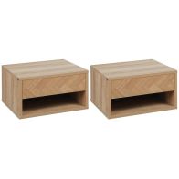 See more information about the Homcom Set of Two Floating Bedside Tables - Wood-Effect