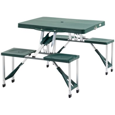 Product photograph of Outsunny Abs Aluminum Portable Picnic Table Bench Set Green from QD stores