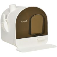 See more information about the Pawhut Hooded Cat Litter Box Kitten Litter Tray With Lid Scoop Filter Flap Door