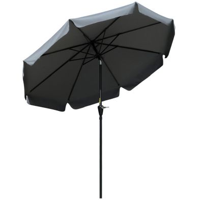 Product photograph of Outsunny 2 66m Patio Umbrella Garden Parasol Outdoor Sun Shade Table Umbrella With Ruffles 8 Sturdy Ribs Charcoal Grey from QD stores
