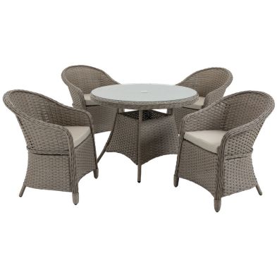 Product photograph of Outsunny 5 Pieces Luxury Pe Rattan Dining Sets With Cushion from QD stores