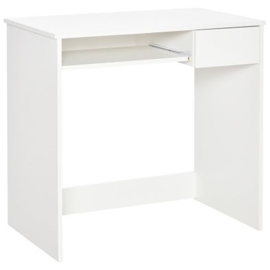 Homcom Compact Computer Table With Keyboard Tray Drawer Study Office Working Writing Desk White