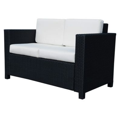 Product photograph of Outsunny Wicker Garden 2-seater Double Couch Loveseat Black from QD stores