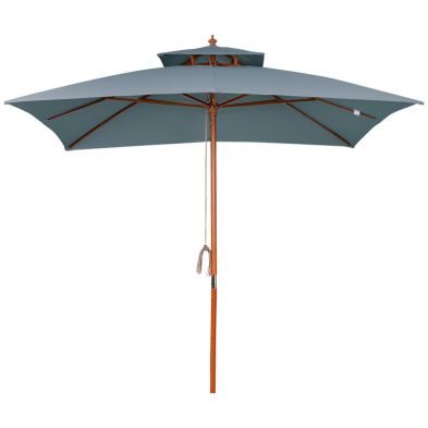 Product photograph of Outsunny 3x3 M Wood Square Patio Umbrella Market Parasol Sunshade Canopy Dark Grey from QD stores