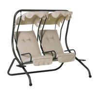 See more information about the Outsunny Canopy Swing Chair Modern Garden Swing Seat Outdoor Relax Chairs W/ 2 Separate Chairs