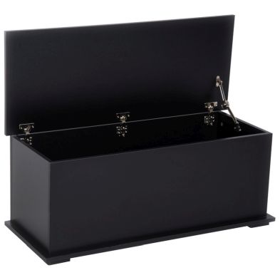 See more information about the Homcom Wooden Storage Box Clothes Toy Chest Bench Seat Ottoman Bedding Blanket Trunk Container With Lid - Black