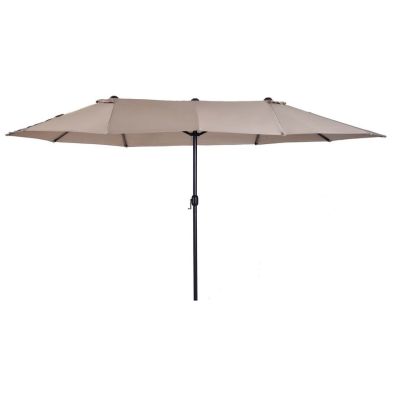 See more information about the Outsunny 4.6M Double-Sided Patio Parasol Sun Umbrella-Tan
