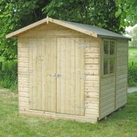 See more information about the Shire Alderney 6' 11" x 7' 8" Apex Shed - Premium Pressure Treated Shiplap