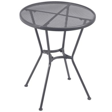 Outsunny 60cm Round Garden Dining Table Metal Outside Bistro Table With Mesh Tabletop For Garden Balcony Deck Dark Grey
