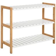 See more information about the Homcom 3-Tier Shoe Rack Wood Frame Slatted Shelves Spacious Open Hygienic Storage Home Hallway Furniture Family Guests 70L x 26W x 57.5H cm - Natural