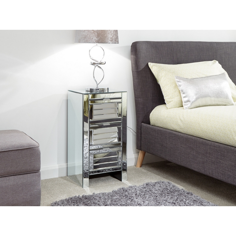 Antigua Side Table Mirrored 3 Drawers