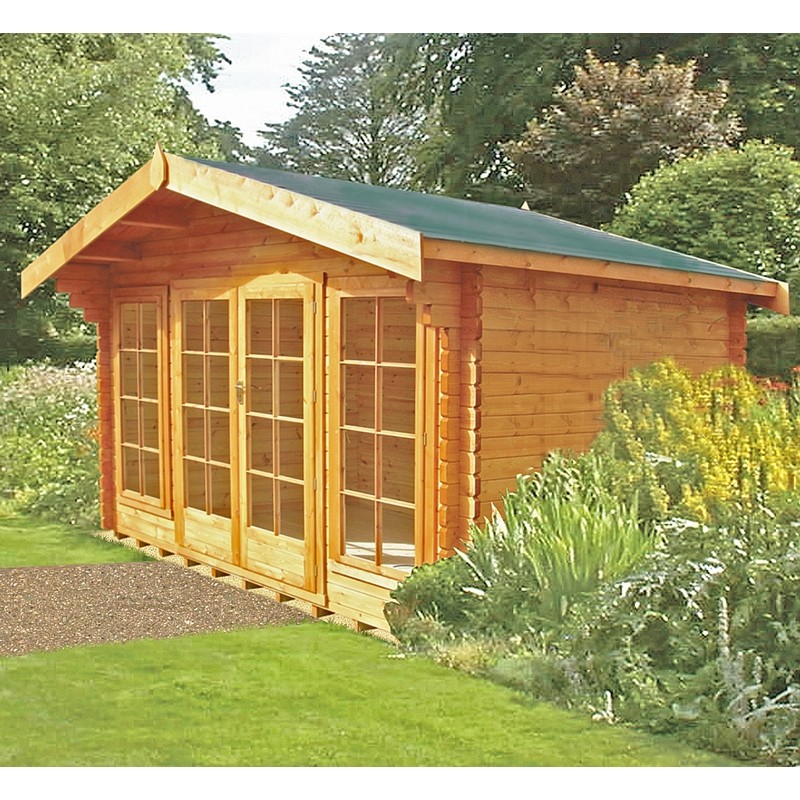 Shire Argyll 11' 9" x 7' 10" Apex Log Cabin - Premium 28mm Cladding Tongue & Groove with Assembly