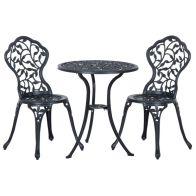 See more information about the Outsunny 3 Pcs Aluminium Bistro Set Garden Furniture Dining Table Chairs Antique Outdoor Seat Patio Seater Black