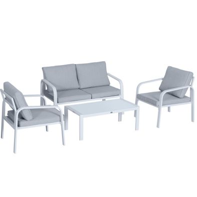 Outsunny 4pcs Garden Sofa Set 2 Single Armchair