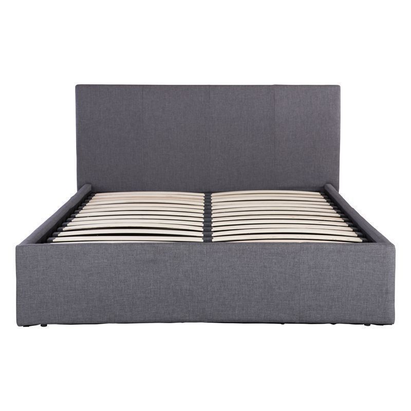 Ascot King Size Ottoman Bed Fabric Grey 5 x 7ft