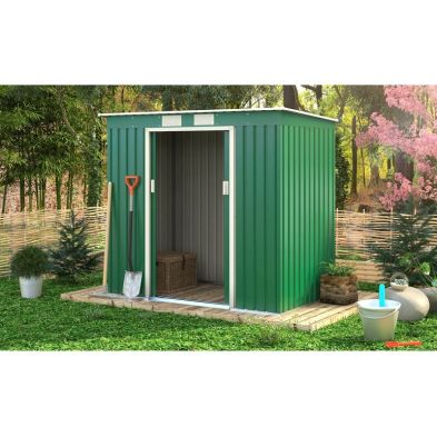 Product photograph of Classic Ascot Garden Metal Shed By Royalcraft - Green 2 1 X 1 3m from QD stores