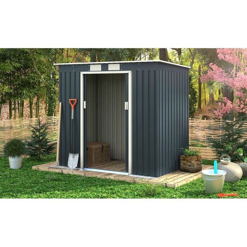 Classic Ascot Garden Metal Shed by Royalcraft - Grey 2.1 x 1.3M