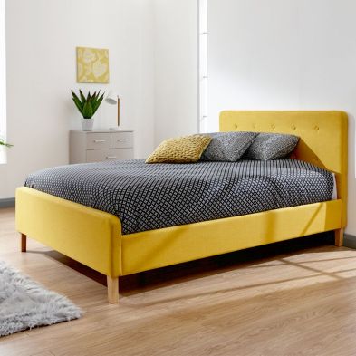 Product photograph of Ashbourne Double Bed Fabric Yellow 5 X 7ft from QD stores