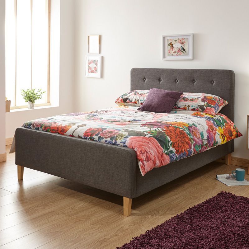 Ashbourne Single Ottoman Bed Fabric Grey 3 x 7ft